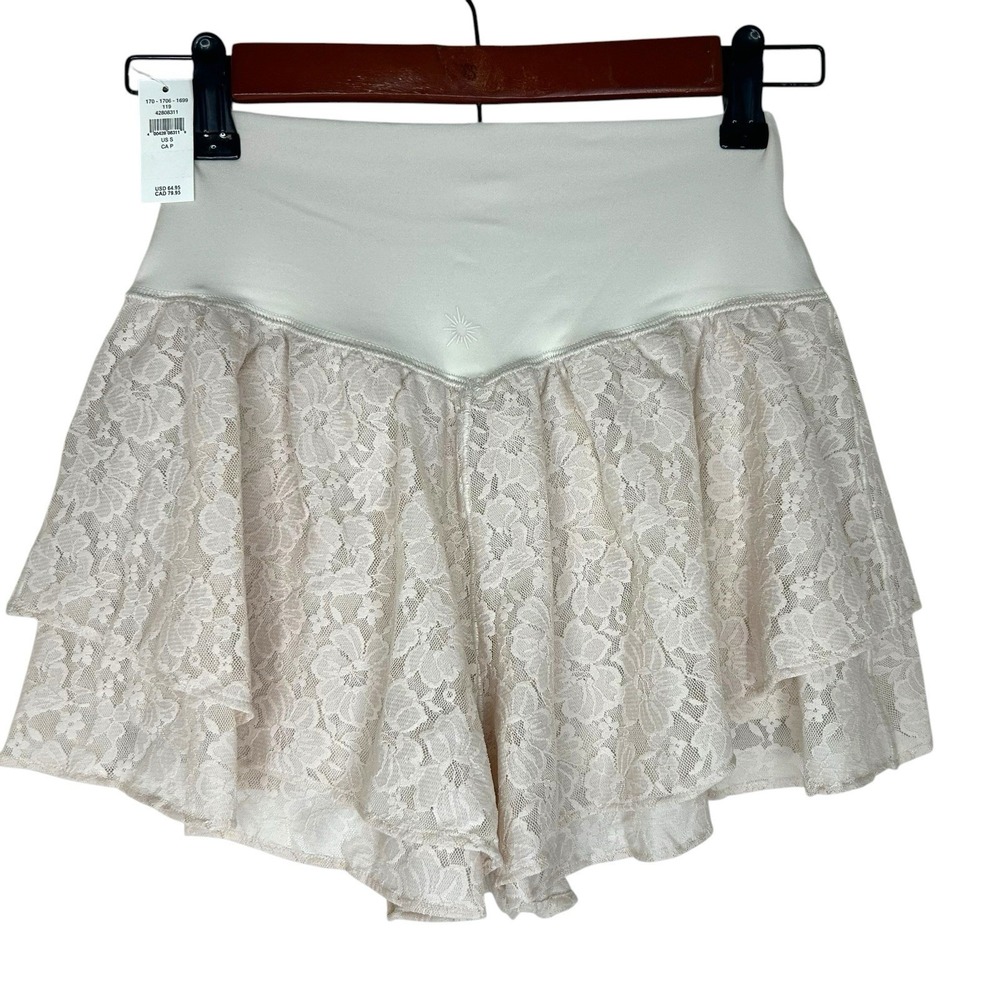 Aerie AEO Real Me Cake Batter Cream Layered Lace Flowy Shorts Small NWT Coquette - Picture 3 of 13